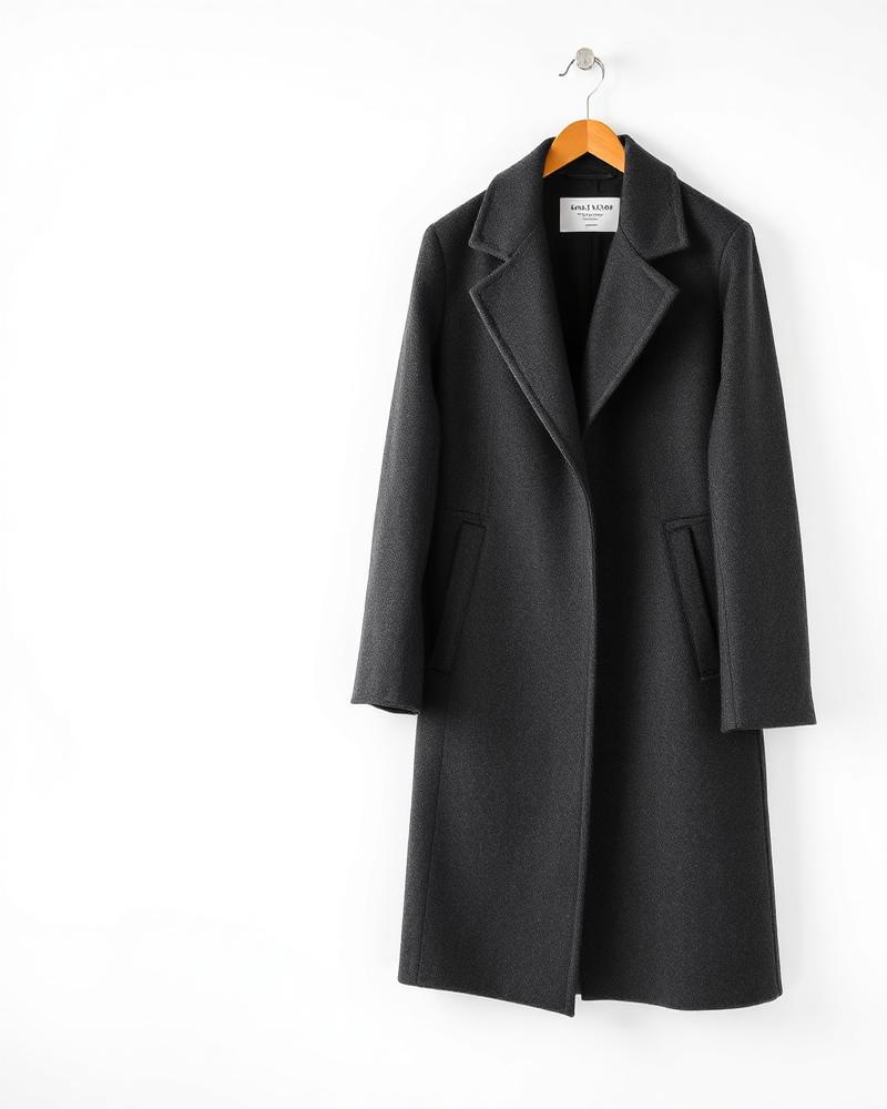 Wool Long Coat — Charcoal